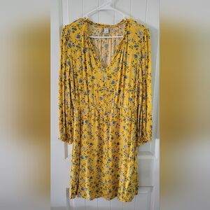 Old Navy Floral Yellow Dress Medium
